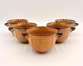 Vintage Pruszkow bouillonkopjes set / Poolse soepkommen / PRL porselein / Made in Poland