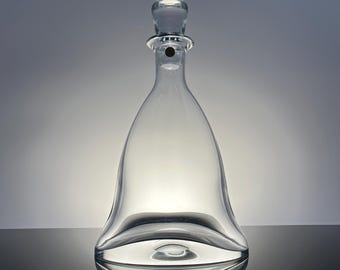 Große Vintage Glas Karaffe / schwere Basis / klarer Kristall Stil / Barware Karaffe