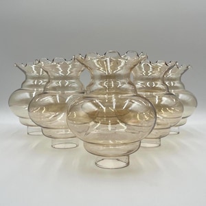 Vintage Glass Lamp Shades Set of 6 / Champagne Amber Chandelier Replacements / Mid Century Lighting