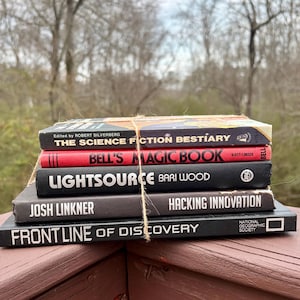 Vintage Book Lot | Science Fiction, Technology, Astronomy, Magic Books | STEM | Nerdy Office & Game Room Set Up Decor image 1