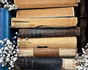 Vintage Books | Worn & Unbound | Hardcover | Office Decor, Shelf Display, Old Library, Staging Photo Prop, Wedding Decor, Vintage Gifts