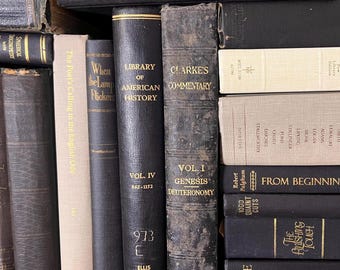 Vintage Books | BLACK Hardcover | Custom Curated, Shelf Display, Old Library, Dark Academia Decor, Gothic Style, Wedding Decor, Vintage Gift