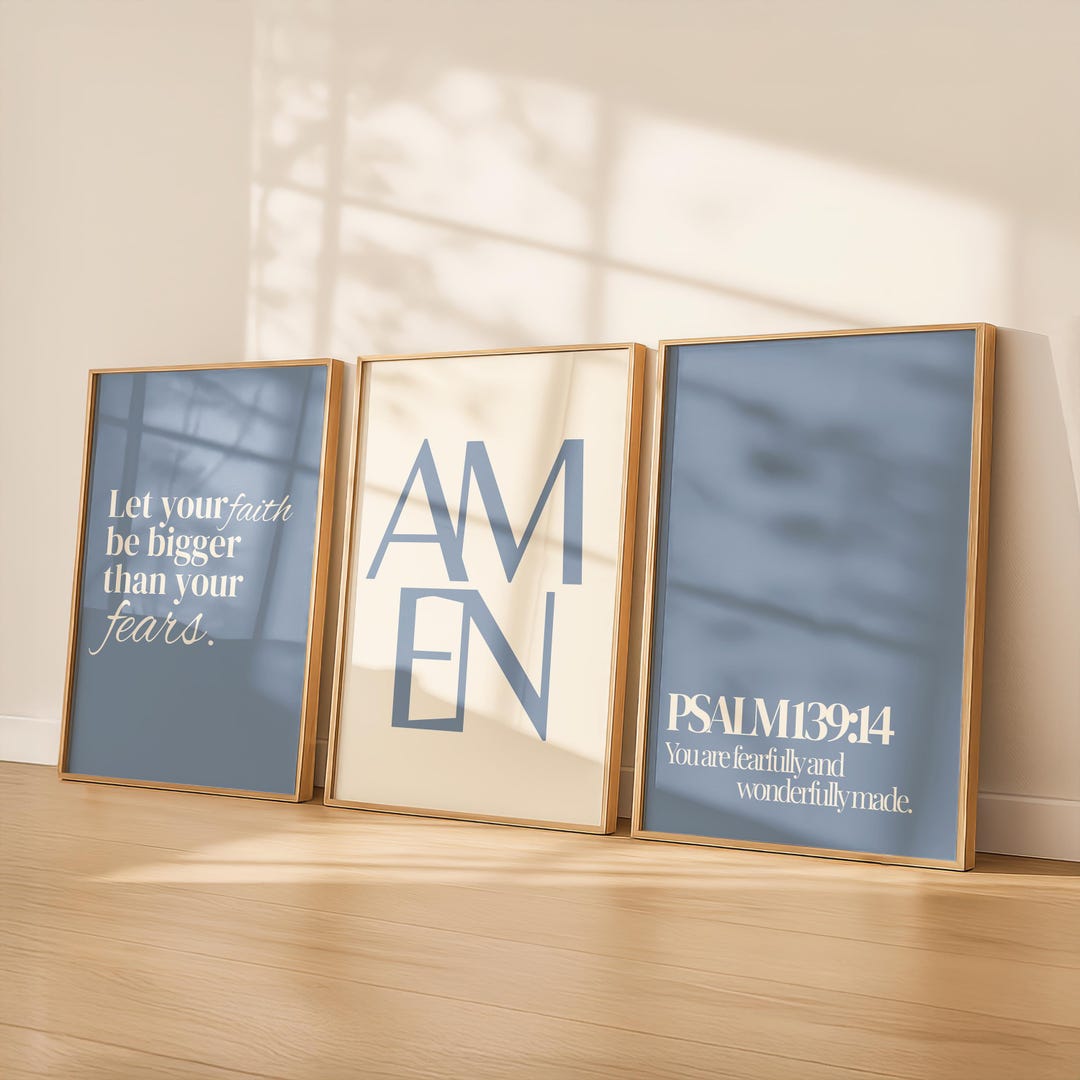 Christian Wall Art Prints Set of 3 | Bible Verse Posters | Modern ...