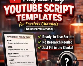 YouTube Script Templates for Faceless Channels | Plug & Play Scripts Bundle | Top 10 Storytime ASMR Finance Gaming | Digital Download