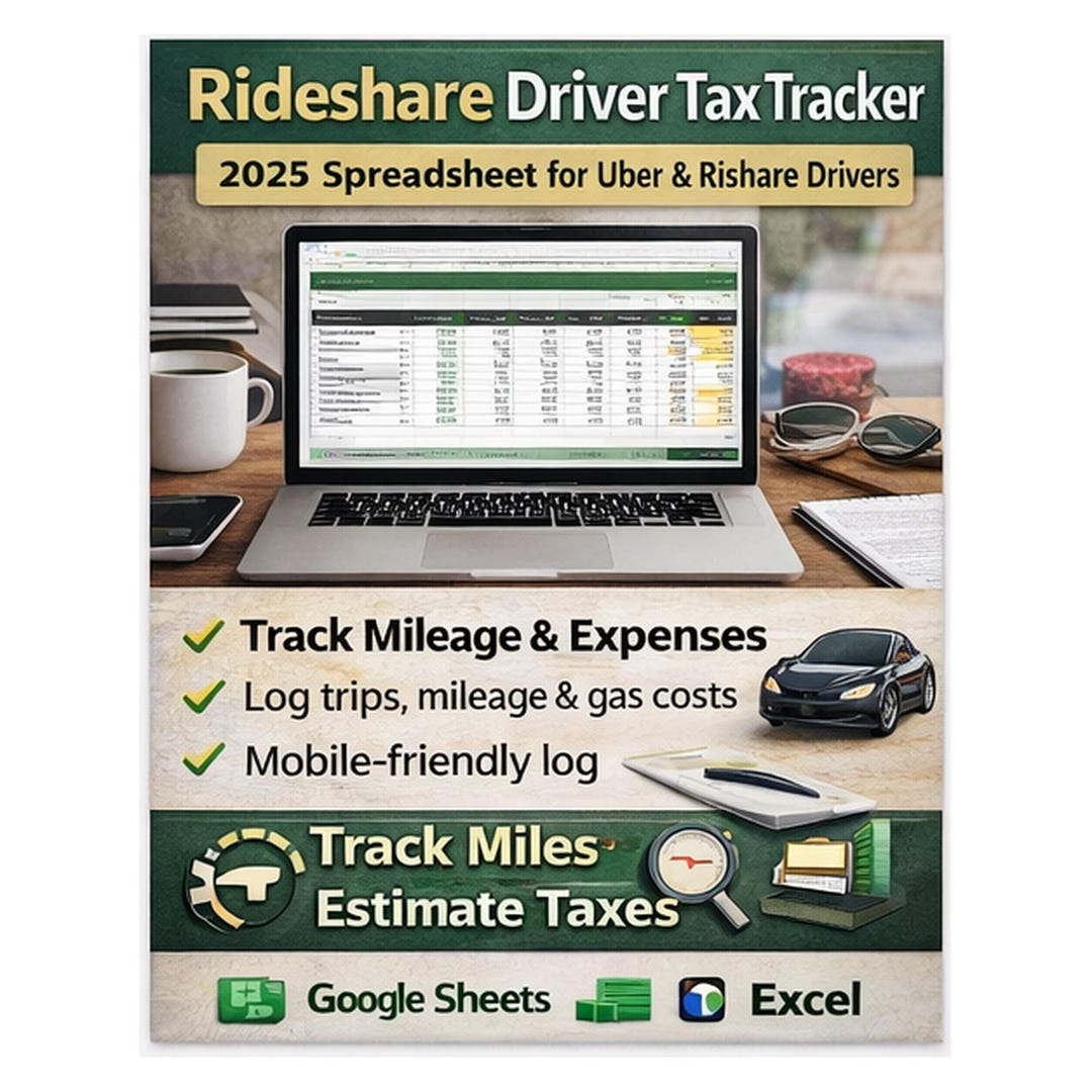 Tax Spreadsheet for Uber and Rideshare Drivers 2025 | Google Sheets and ...