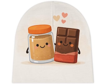 Gorro de bebé kawaii / Diseño de bocadillo de mantequilla de cacahuete y chocolate