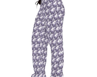 Pantalones de pijama con estampado de mariposas moradas / Estampado completo