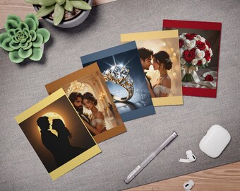 Tarjetas de felicitación con escenas románticas de compromiso y boda (paquete de 5)
