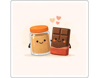 Pegatina de amigos de mantequilla de cacahuete y chocolate / Calcomanía gastronómica
