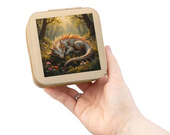 Estuche de viaje para joyas con ilustración de dragón durmiente / Organizador compacto