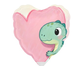 Globo de corazón Dino Peek, decoración de fiesta caprichosa, 6"