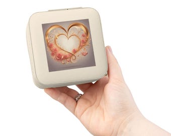 Estuche de viaje para joyas con diseño de corazón / Organizador portátil compacto