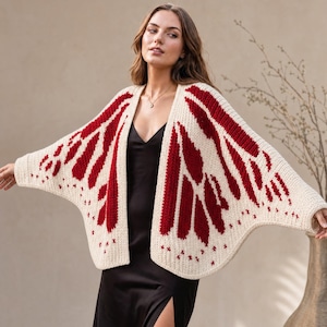 Butterfly Wing Crochet Pattern, Monarch Cardigan Pattern, Winged Shrug Tutorial, Boho Celestial Capelet, Oversized Cocoon Shrug PDF