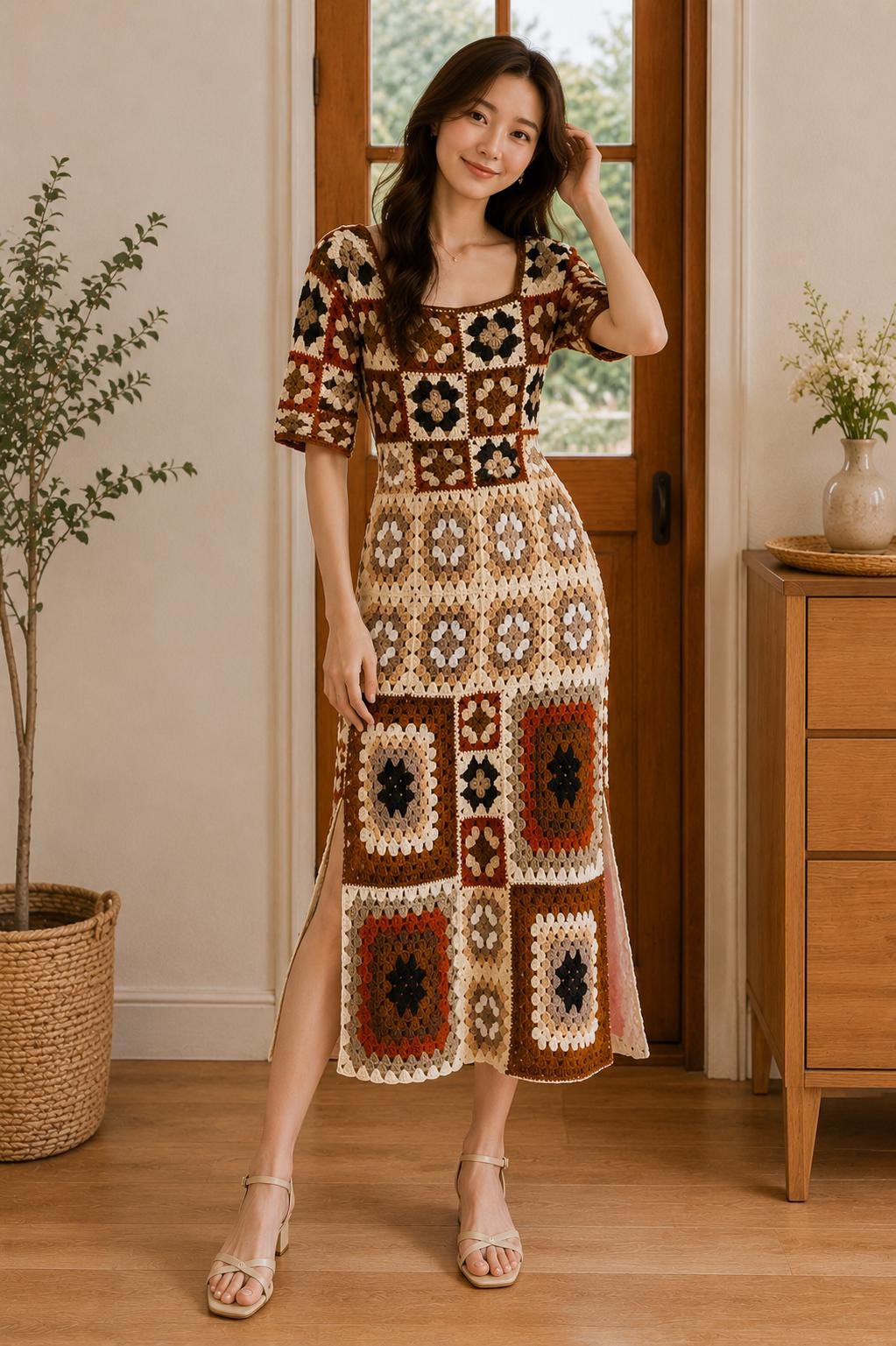 midi maxi dresses Seta T Women's Fall Dress Frilled Crewneck Long Sleeve A-Line Elegant Flowy Casual with Pockets Small Black Mint Velvet Cream Printed green body con dress Elevate your wardrobe with SIZE:S/42