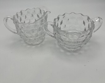 Azucarero y lechera Fostoria American Vintage en perfecto estado.