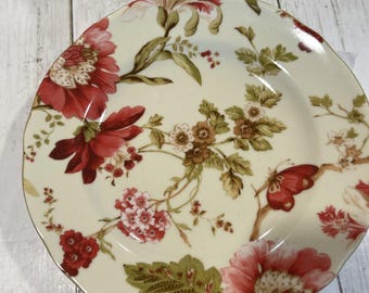 Cuatro platos bonitos. Sin grietas ni desconchones. Diseño botánico veraniego. Juego de 4.