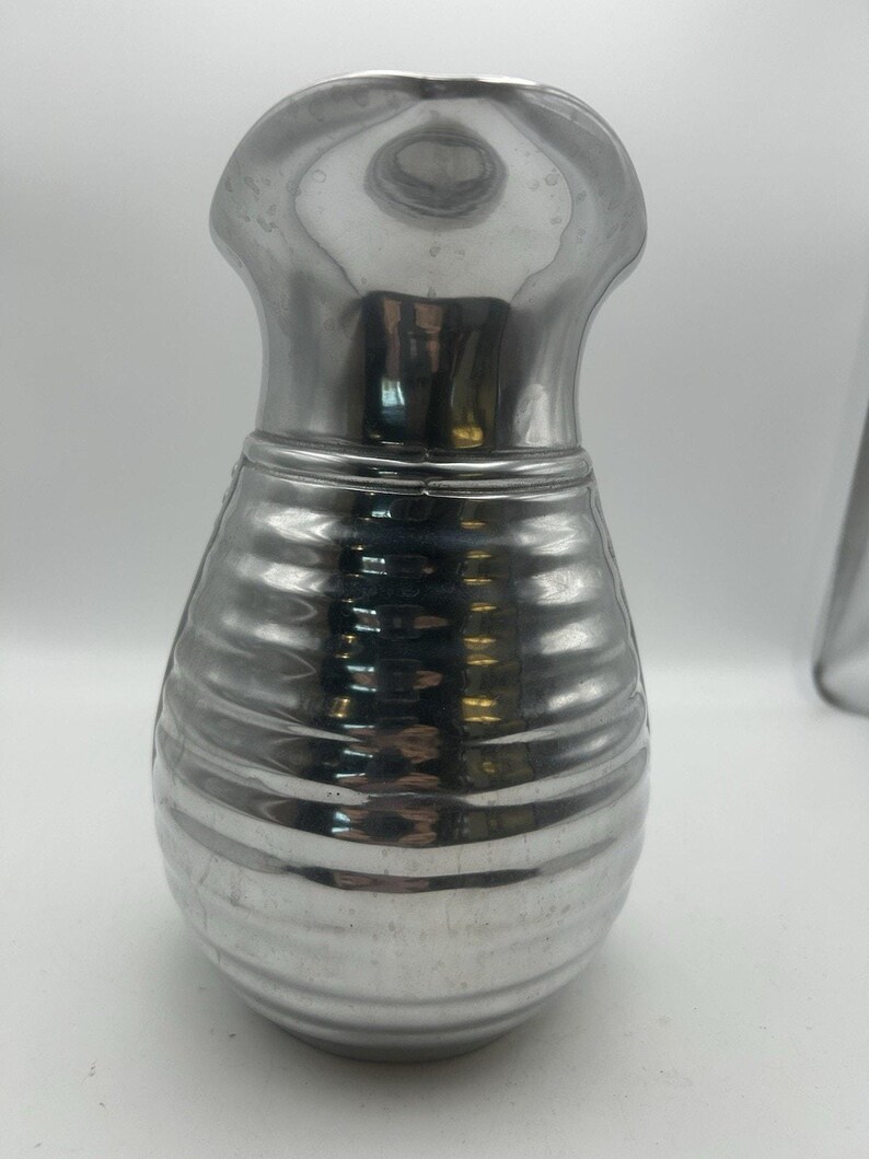 Vintage Wilton Armetale Flutes and Pearls Water Pitcher 9" RWP Pewter-Style image 2