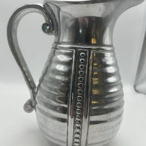 Vintage Wilton Armetale Flutes and Pearls Water Pitcher 9" RWP Pewter-Style image 1