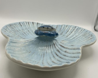 Certified International Divided Crab Platter. Nautical Or Beach Themed Dishware