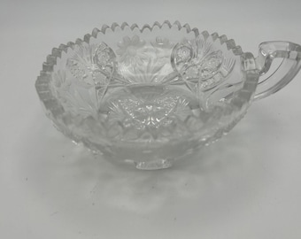 Vintage Imperial Glas Windel Olive Candy Kerze Trinket Dish Sägezahn Brilliant