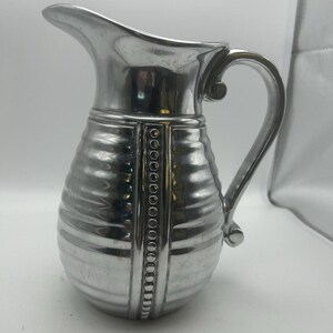 Vintage Wilton Armetale Flutes and Pearls Water Pitcher 9" RWP Pewter-Style image 3