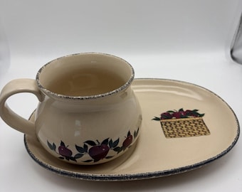Home & Garden Party Stoneware Soup Mug Sandwich Plate Set 2005