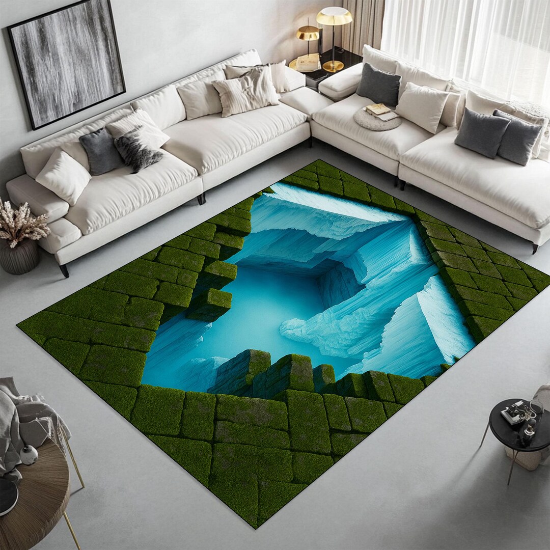 Fake Abyss Rug 3D Frozen Abyss Rug: Optical Illusion Ice Cavern Carpet - Etsy