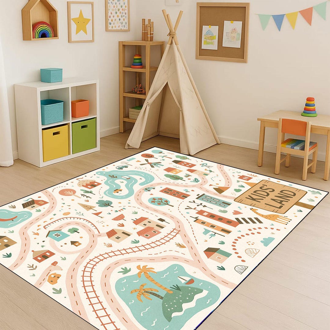 Kids' Land Play Rug – City Map, Educational Nursery Carpet - Etsy