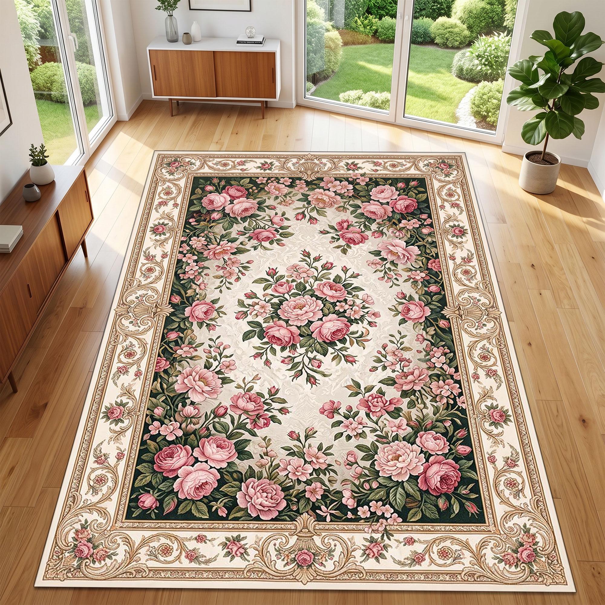 Vintage Rose Area Rug - Etsy