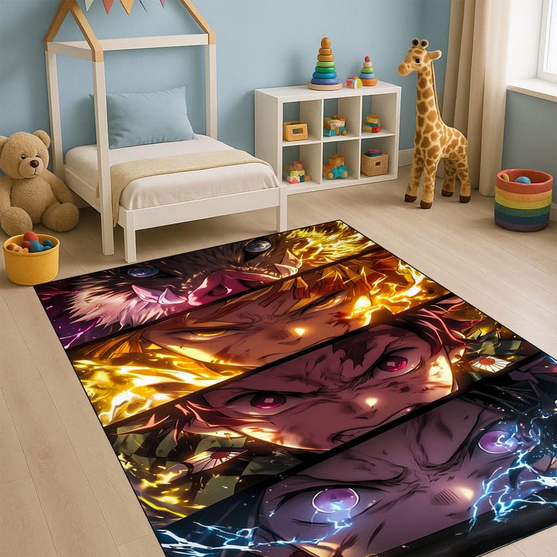 Zenitzu Rug Demon Slayer Anime Rug – Tanjiro, Zenitsu, Nezuko, Otaku Room Decor - Etsy