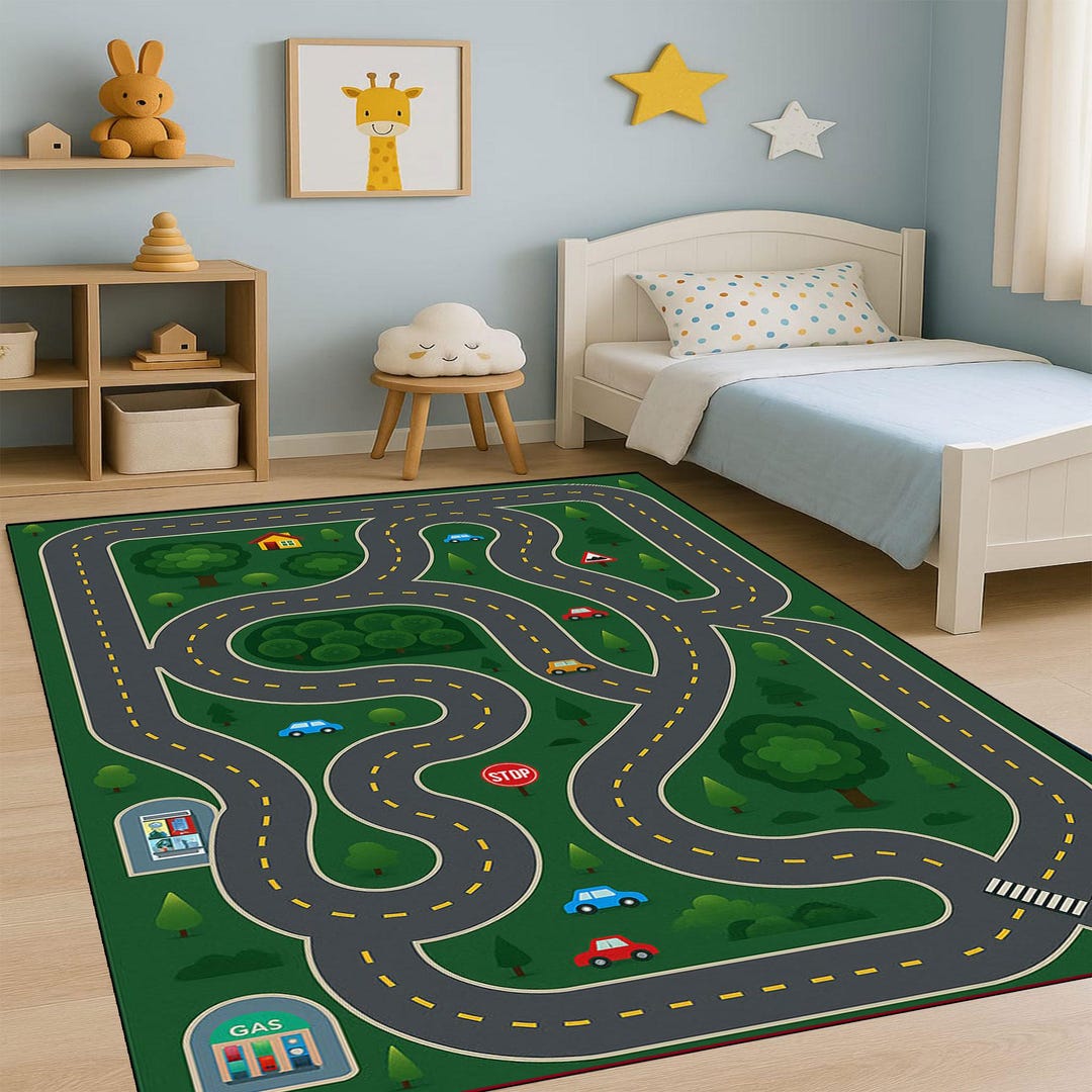 Car Road Map Rug Kids Car Playmat Rug – Road Map Design, Playroom Activity (digital ...