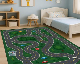 Kids Car Playmat Rug – Road Map Design, Playroom Activity (Digital Download)