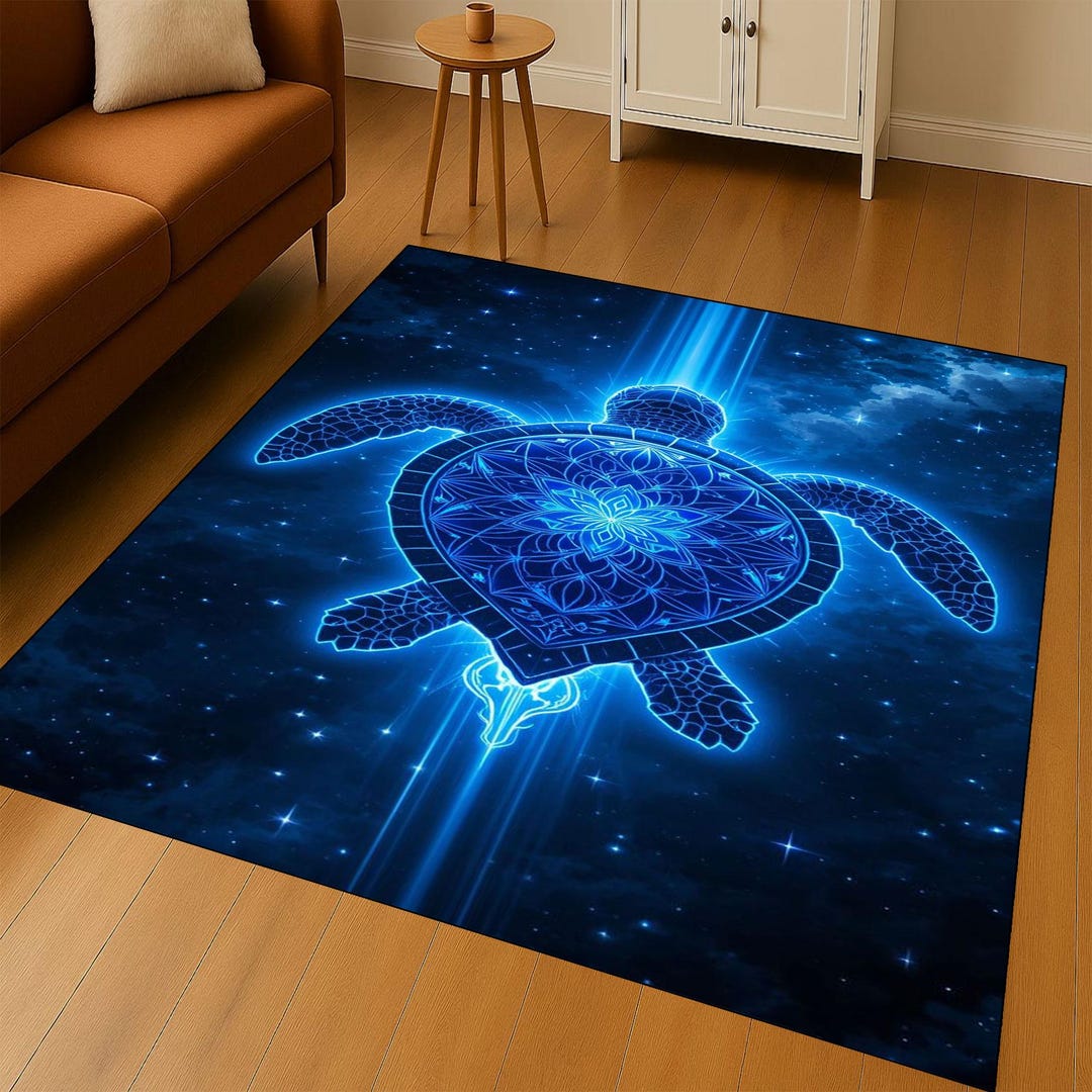 Galactic Turtle Area Rug: Cosmic Mandala Design - Ocean Energy - Etsy