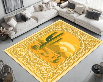 Desert Cactus Area Rug – Southwestern Boho Home Decor