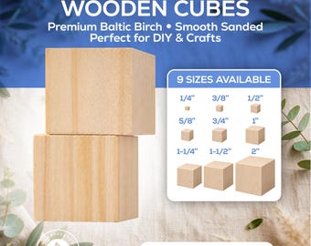 Wooden Cubes, Small Blank Wooden Blocks, Unfinished Wood Blocks for Crafts, STEM and DIY
