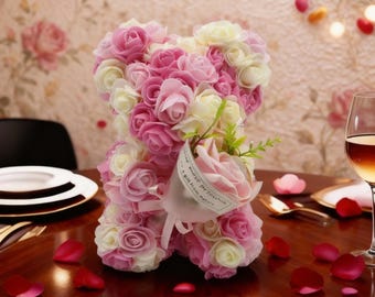 10” Luxury Rose Teddy Bear With a Box, Gift for Her, Gift for Him ...