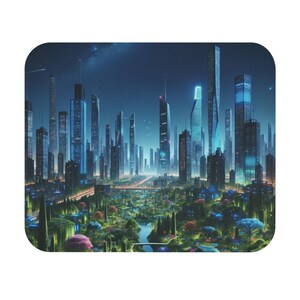 Mouse Pad (Rectangle) Futuristic City Skyscrapers Design 8