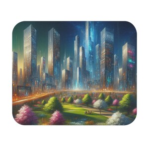 Mouse Pad (Rectangle) Futuristic City Skyscrapers Design 2