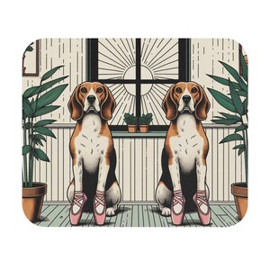 Mouse Pad (Rectangle) Beagles in Ballet Shoes Design 3