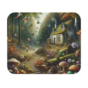 Mouse Pad (Rectangle) Fairies in a Wooded Forest Design 3