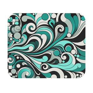 Mouse Pad (Rectangle) Seafoam Green and Turquoise Swirls Design 7