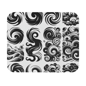 Mouse Pad (Rectangle) Black and White Swirls Design 5
