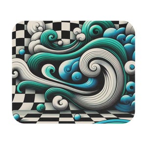 Mouse Pad (Rectangle) Seafoam Green and Turquoise Swirls Design 6
