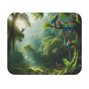 Mouse Pad (Rectangle) Parrots in a Lush Tropical Environment Design 10