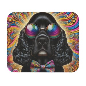 Mouse Pad (Rectangle) Cocker Spaniel in Sunglasses Psychedelic Design 2, Gift