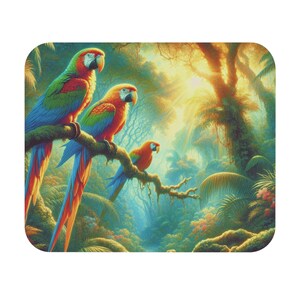 Mouse Pad (Rectangle) Parrots in a Lush Tropical Environment Design 3