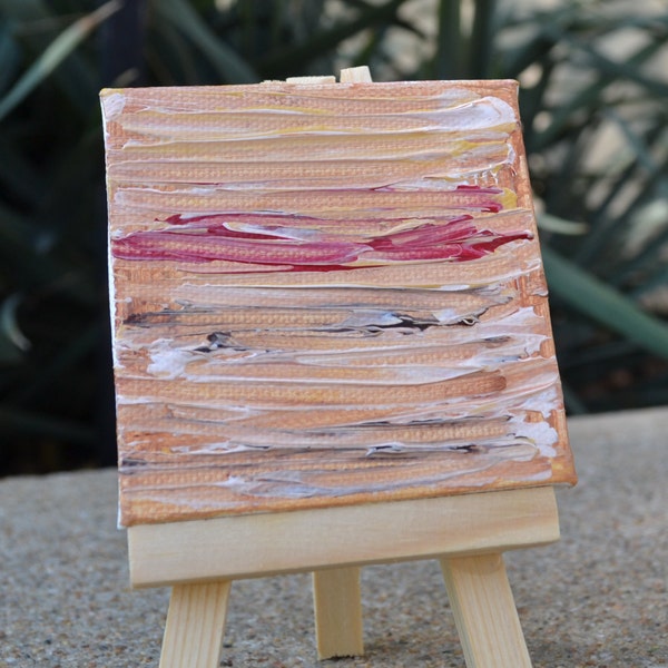 Miniature Original Painting with Easel - Perfect for tabletop display - Abstract - 3" x 3"