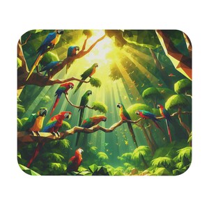 Mouse Pad (Rectangle) Parrots in a Lush Tropical Environment Design 8