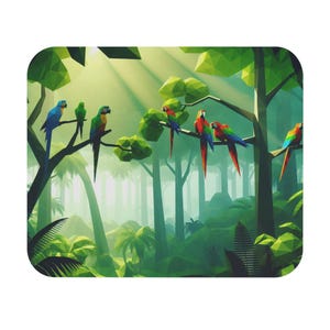 Mouse Pad (Rectangle) Parrots in a Lush Tropical Environment Design 7