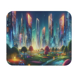 Mouse Pad (Rectangle) Futuristic City Skyscrapers Design 3